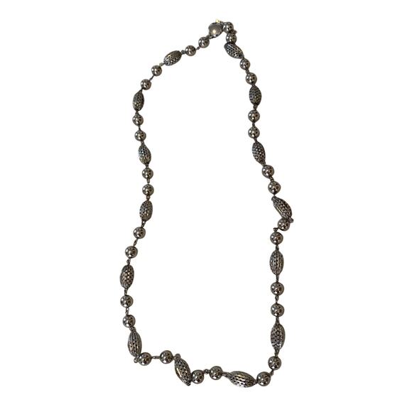 Vintage 15 inch Boho Cottage Core Pendant Silver Link Chain Balls Necklace - Picture 7 of 10